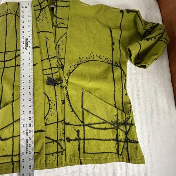 Monika Astara Womens Handmade Abstract Kimono Cardigan Jacket Olive Green Medium - Picture 8 of 8